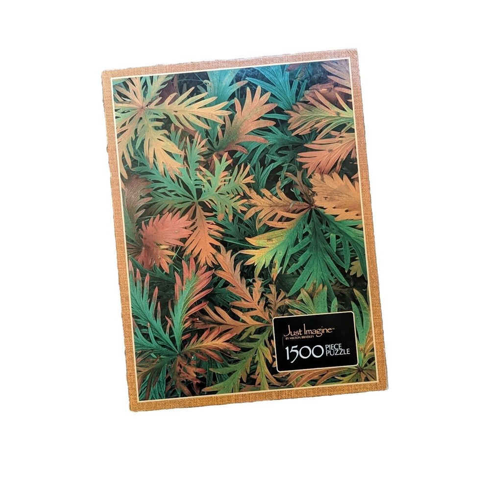 Vintage MB Just Imagine Jigsaw Puzzle 1500 Piece Burst Of Autumn Leaf Leaves